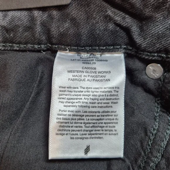 Silver Jeans Women's Size 30X29 Black Denim Boyfriend Comfort Distressed (62) - Picture 8 of 12